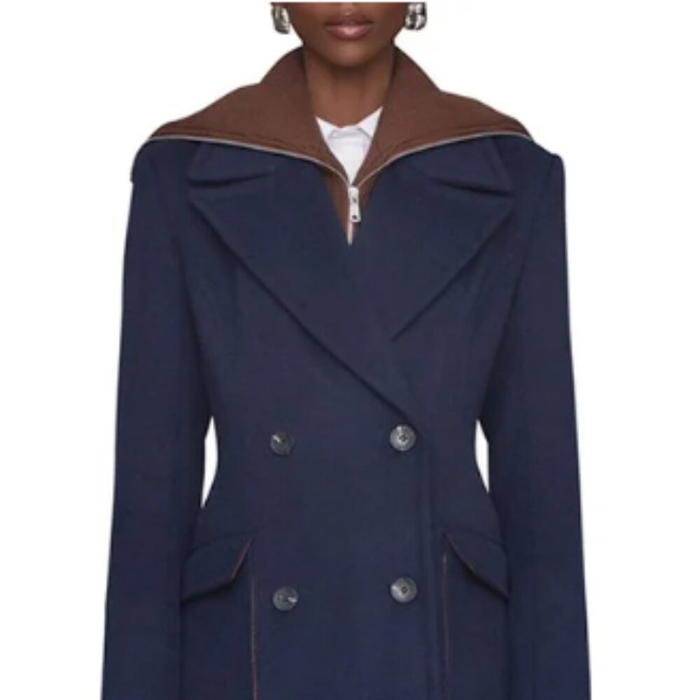 NWT AVEC LES FILLES Double Breasted Coat With Sweater Dickie